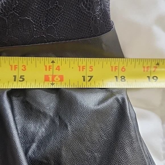 NWT ASHLEY STEWART BLACK LACE & FAUX LEATHER HI LOW GOTHIC TOP SIZE 14/16 - Picture 13 of 16